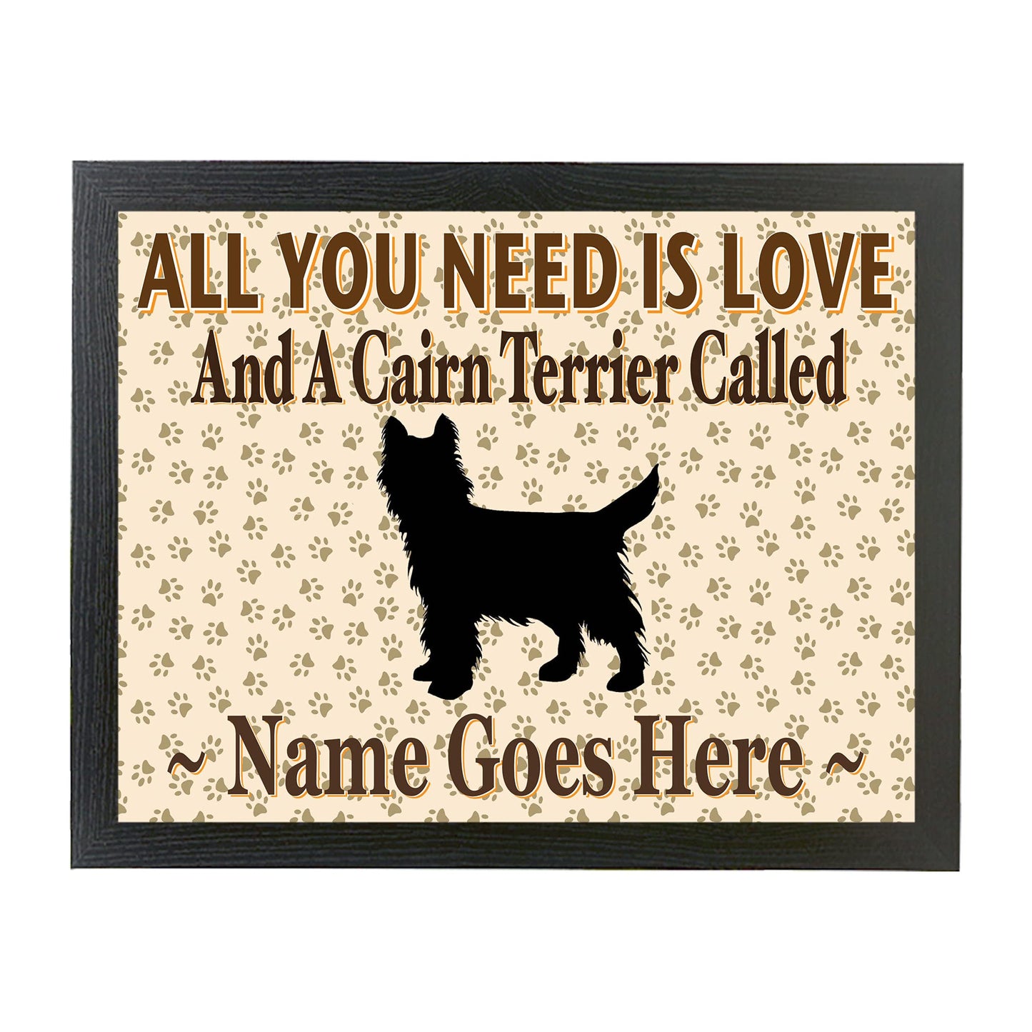 All You Need Is Love Cairn Terrier Personalised Dog Breed Cushion Lap Tray Bean Bag Gift