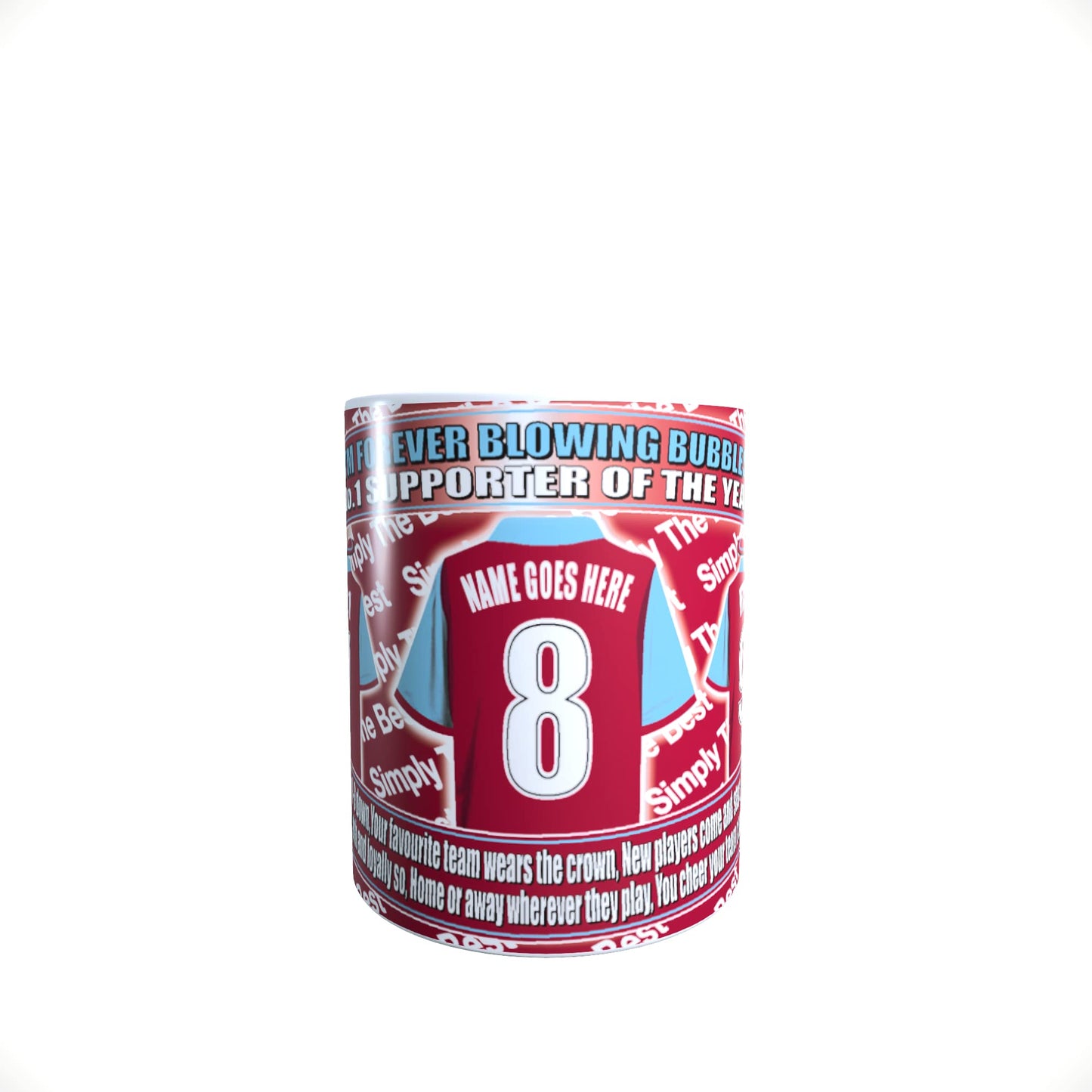 West H Utd Football Team Shirt Personalised Mug Gift with Chocolate Footballs