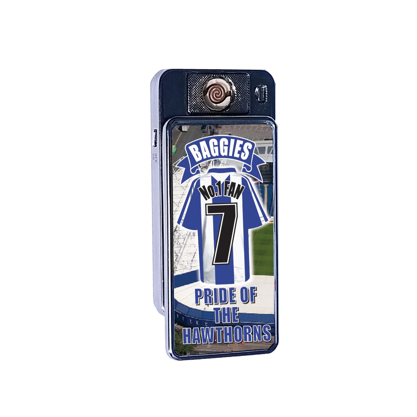West Brom 1 Fan Football Shirt Rechargeable Gift Boxed Silver Metal USB Lighter