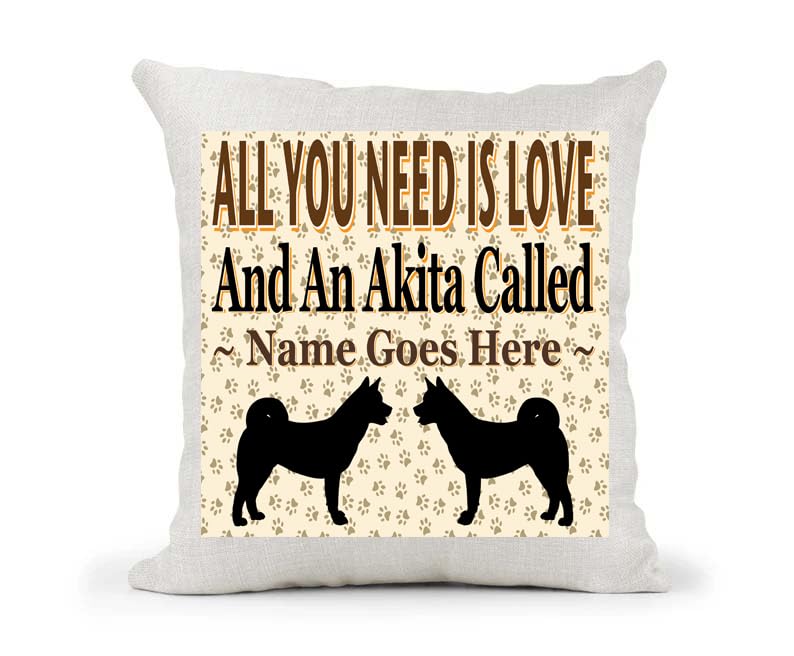 All You Need Is Love And An Akita Personalised Country Canvas Style Cushion Cover Gift
