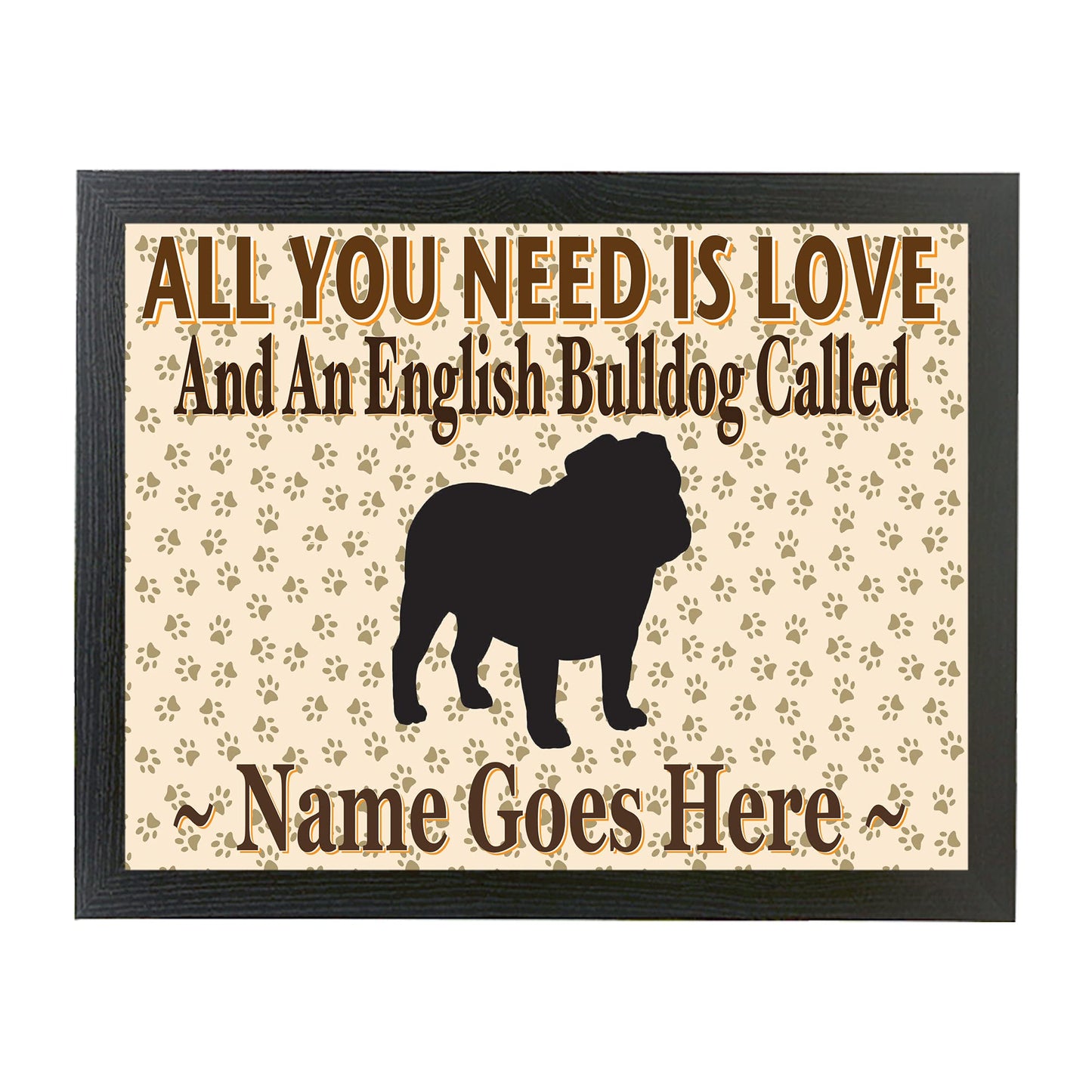 All You Need Is Love English Bulldog Personalised Dog Breed Cushion Lap Tray Bean Bag Gift