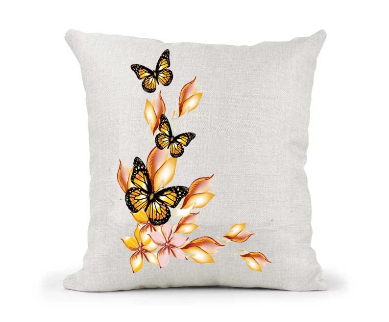 Floral Butterfly Naturally Woven Linen Style Cushion Cover Pillow Gift