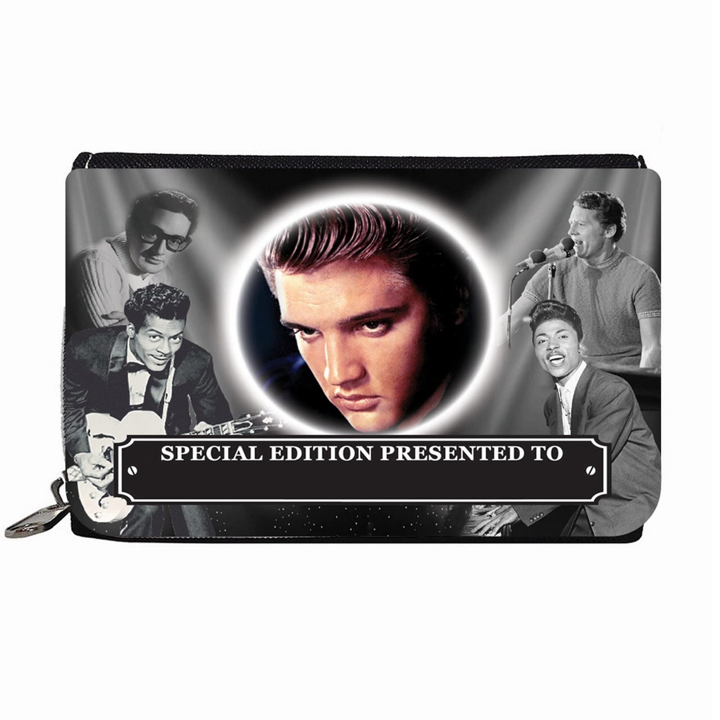 Rock & Roll Greats of 50s and 60s Personalised Icon Purse Gift, Multicolour, M