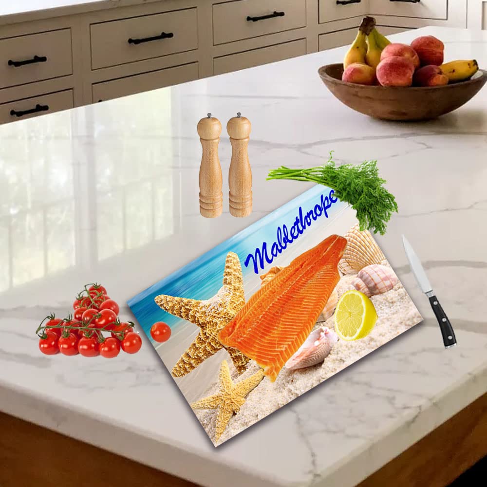 Seashells on The Seashore Personalised Toughened Glass Heat Resistant Worktop Saver Cutting and Chopping Board Gift