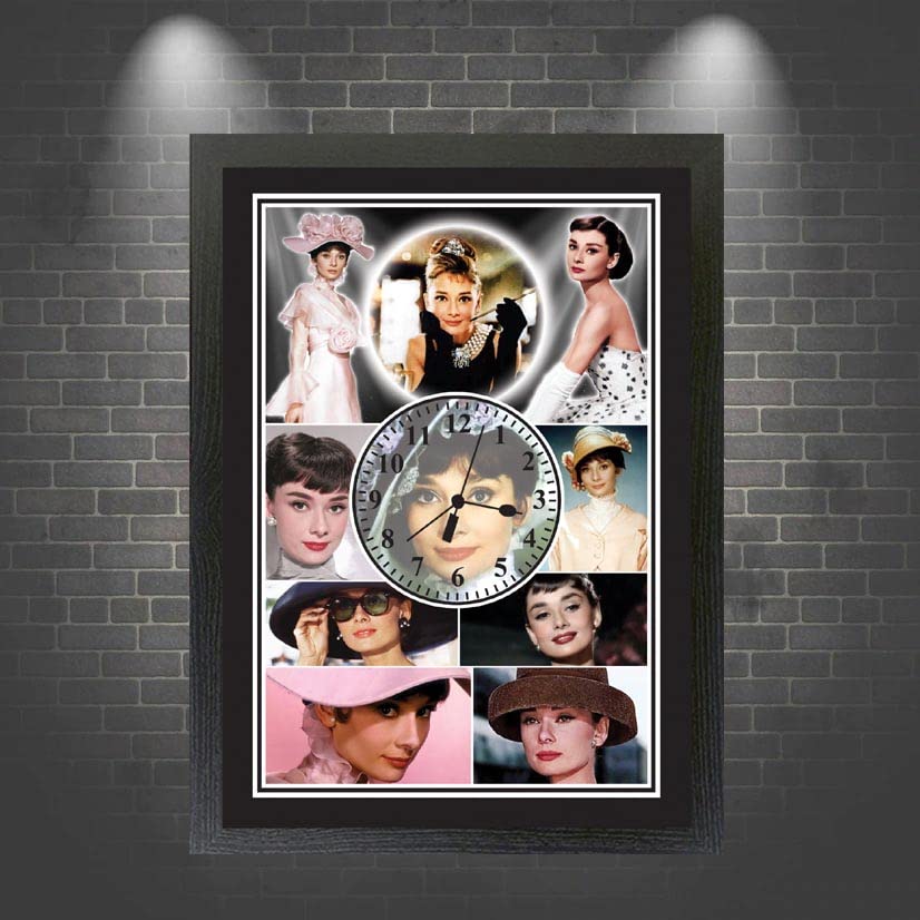 Hepburn Movie Icon Framed Wall Mountable Clock Gift