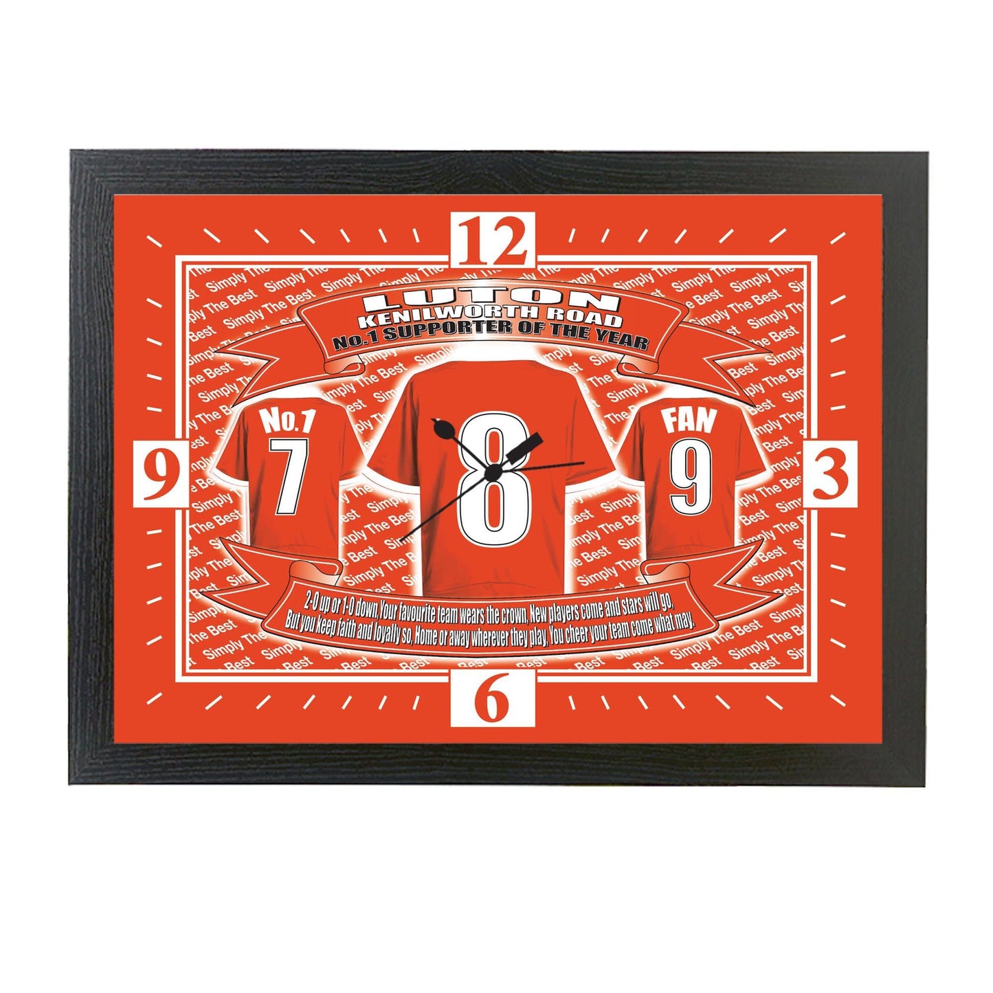 Luton Football Shirt Clock Gift Present