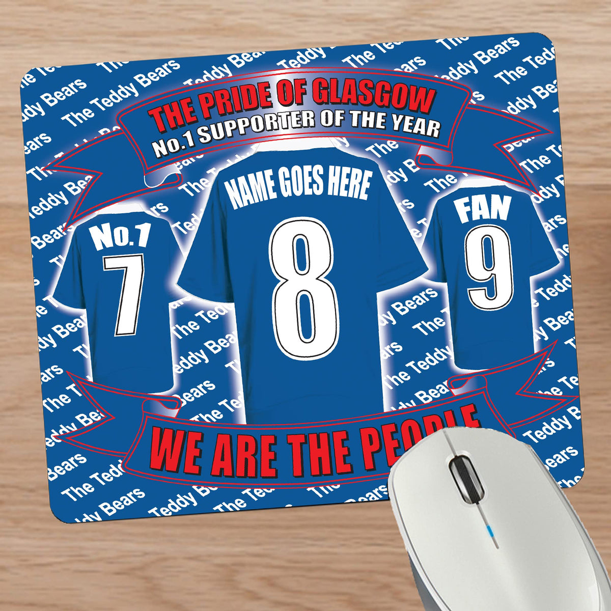 Glasgow The Teddy Bears Personalised Football Shirt Mouse Mat Gift