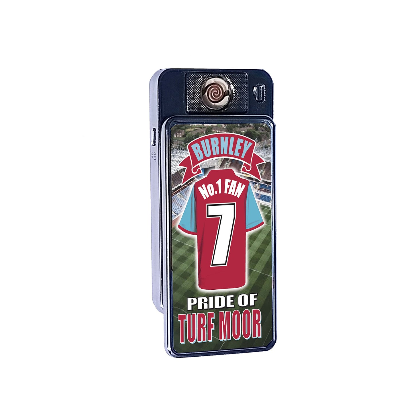 Burnley No.1 Fan Football Shirt Rechargeable Gift Boxed Silver Metal USB Lighter