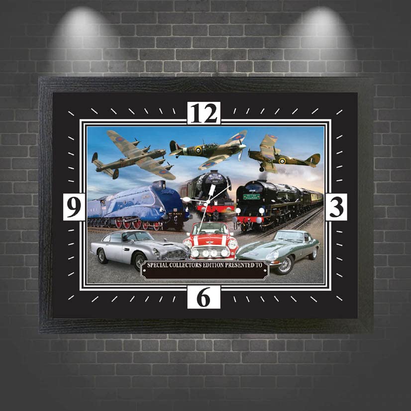 Planes, Trains and Automobiles Classic Cars Iconic Personalised Wall Clock