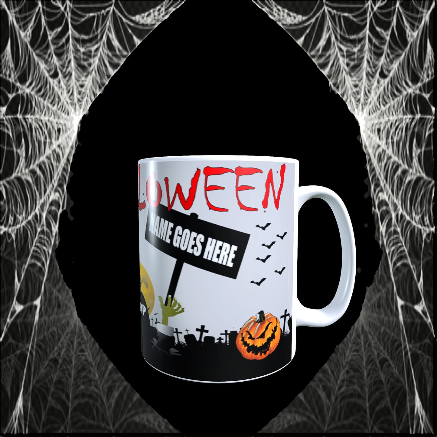 Spooky Personalised Ceramic Happy Halloween Mug with Sweets