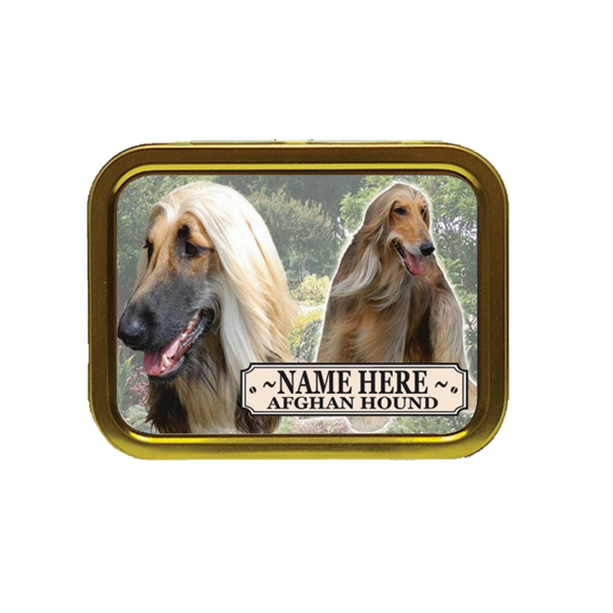 Afghan Hound Dog Breed Personalised Tobacco Tin & Products Gift Set