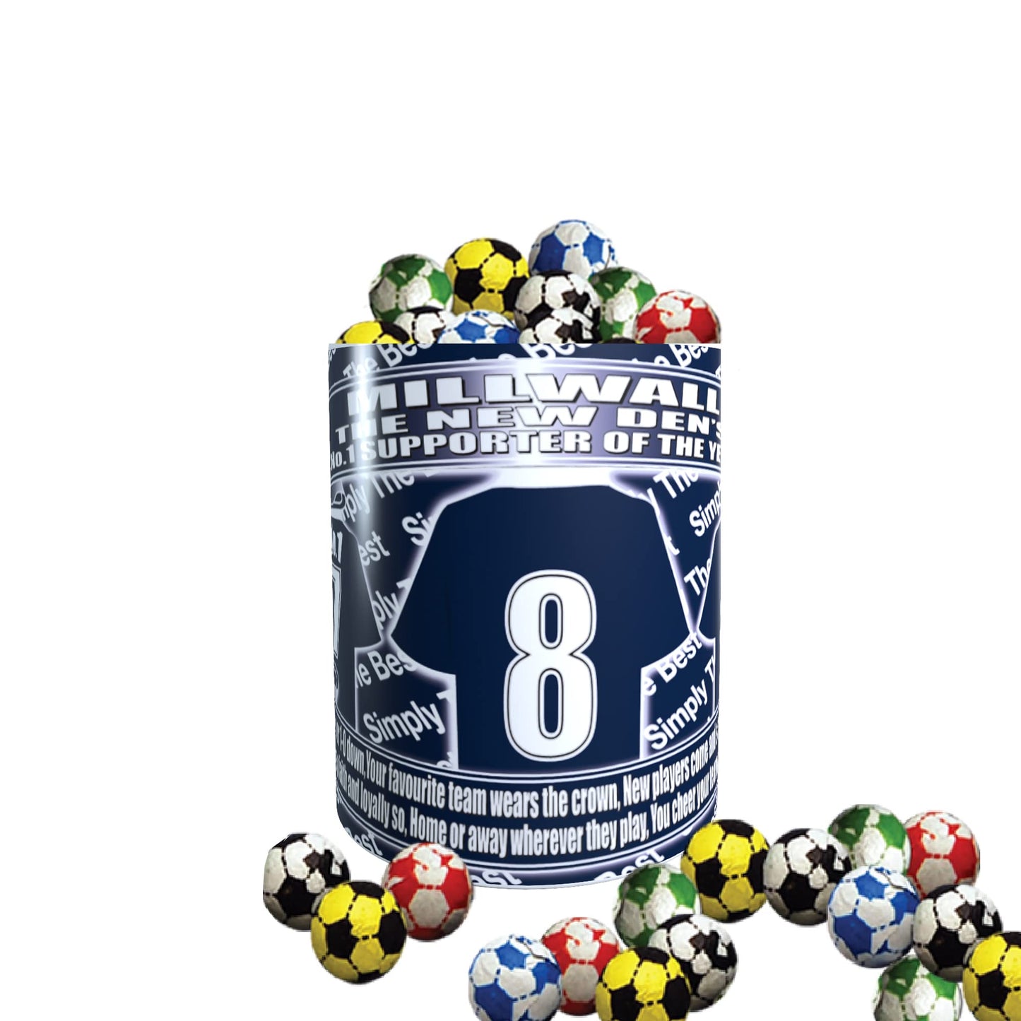 Millwall Football Team Shirt Gift Mug with Chocolate Footballs