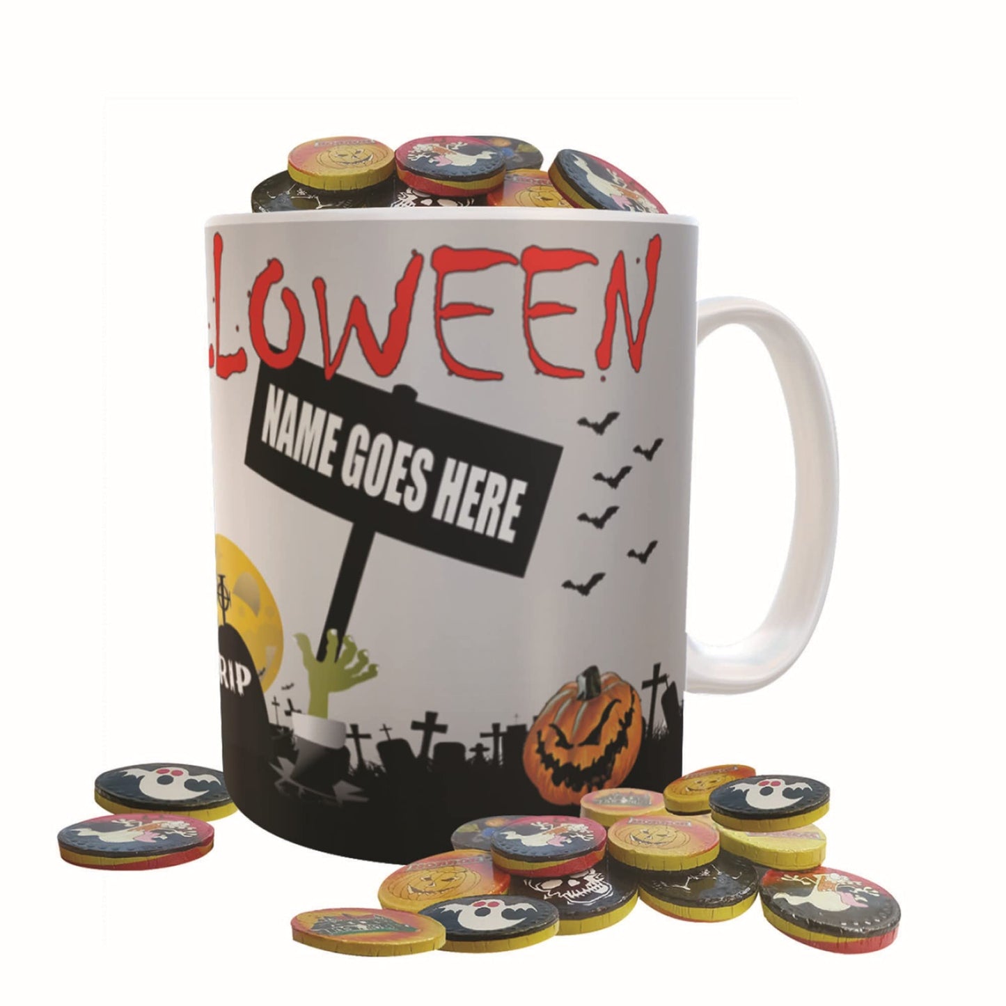 Spooky Personalised Ceramic Happy Halloween Mug with Sweets