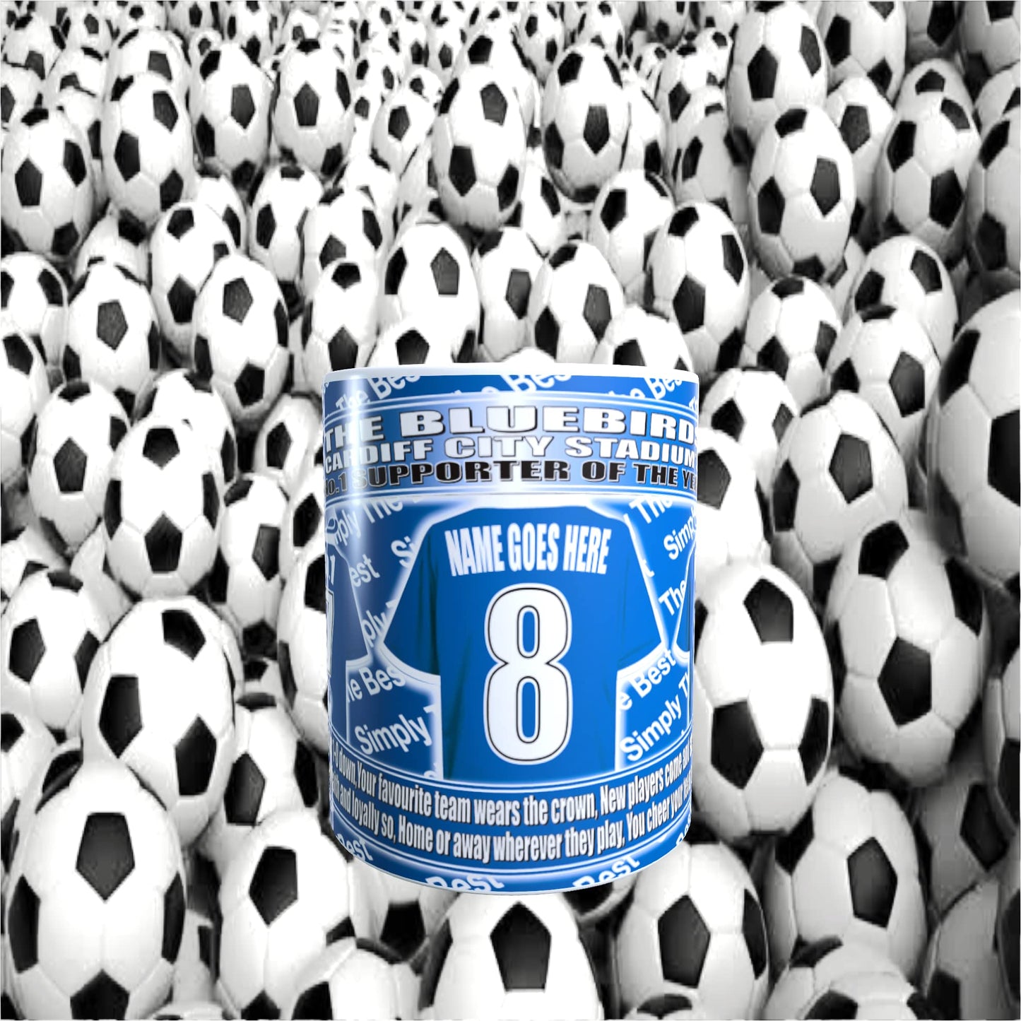 Cardiff Football Team Shirt Personalised Mug Gift with Chocolate Footballs