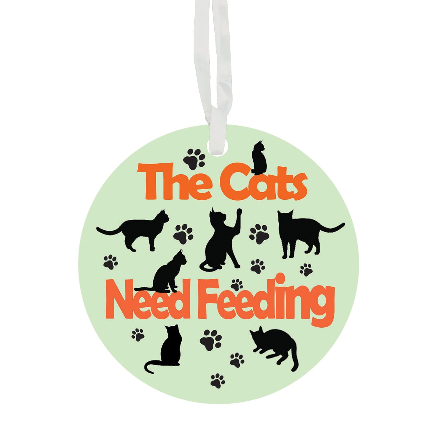 Cats Needs Feeding - Have Been Fed Reversible Hanging Novelty Pet Ceramic Gift