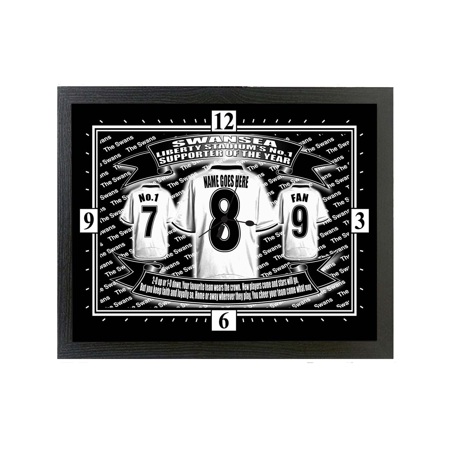Swansea Football Shirt Personalised Clock Gift Present