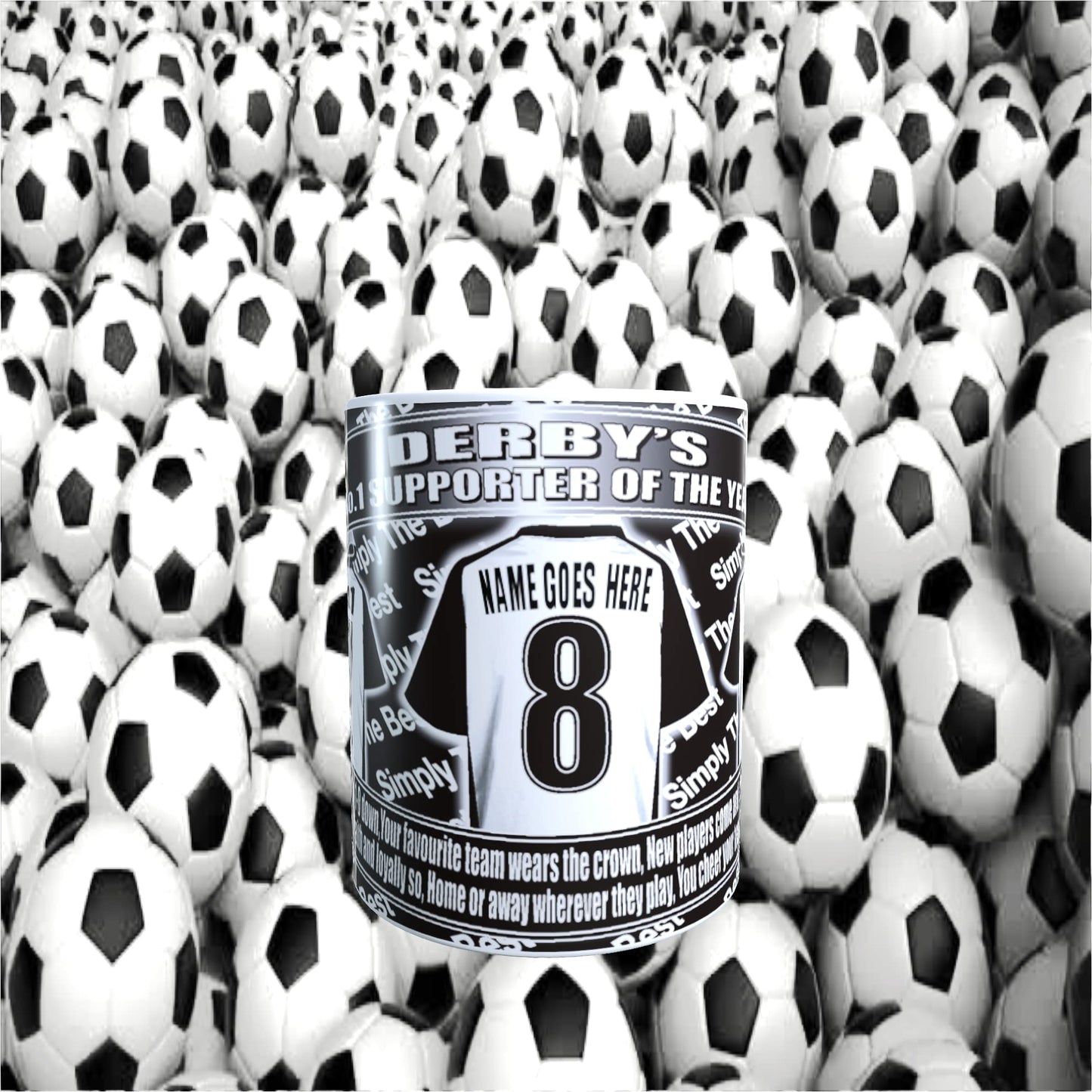 Derby Football Team Shirt Personalised Mug Gift with Chocolate Footballs