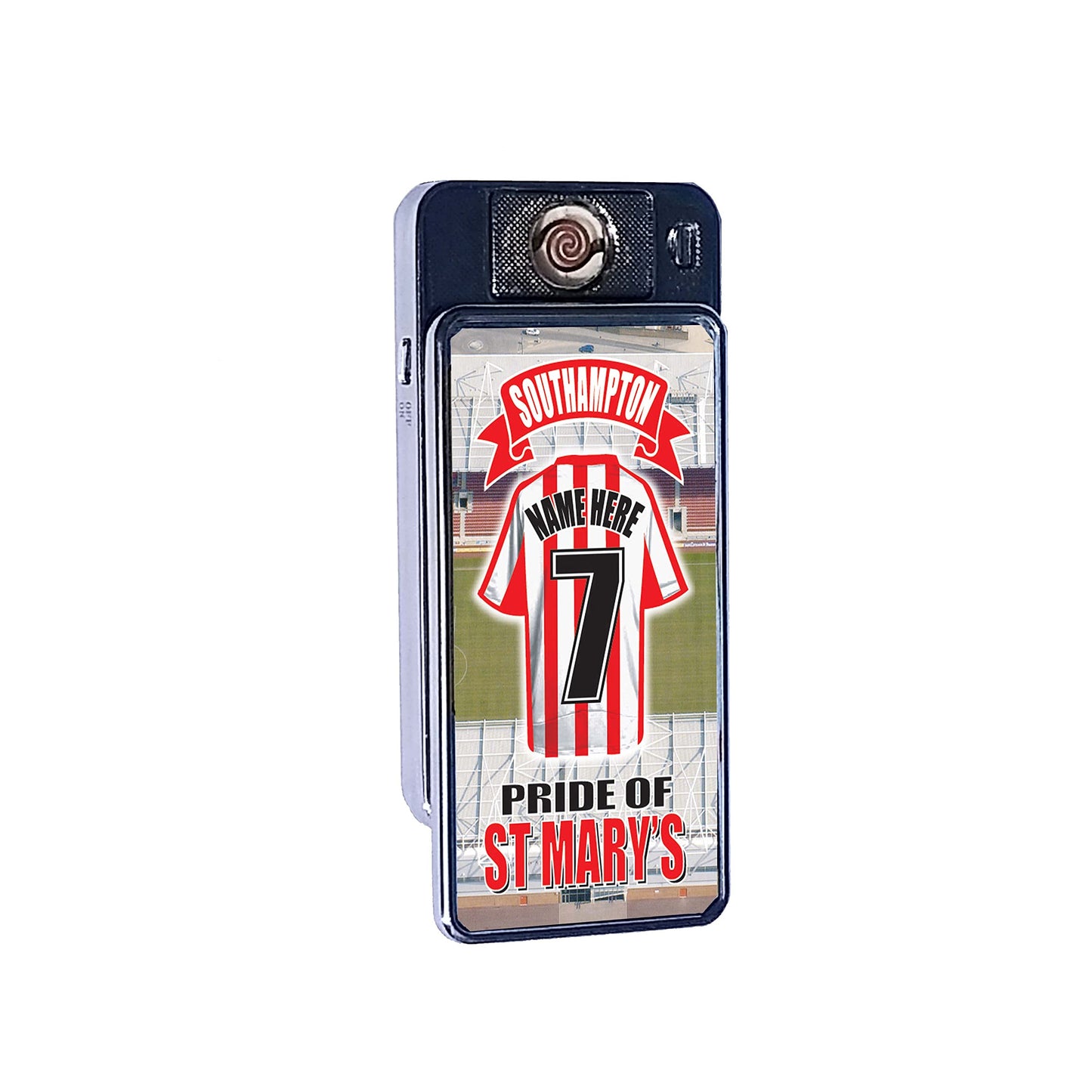 Southampton Personalised Football Shirt Rechargeable Gift Boxed Silver Metal USB Lighter