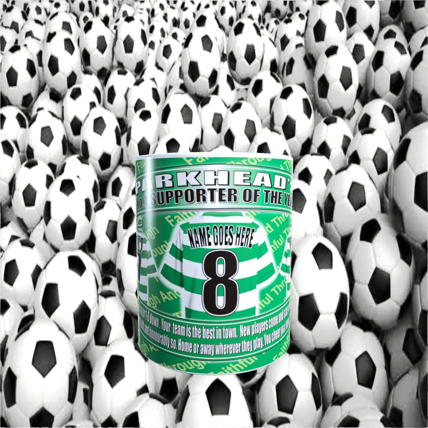 The Celts Football Team Shirt Personalised Mug Gift with Chocolate Footballs