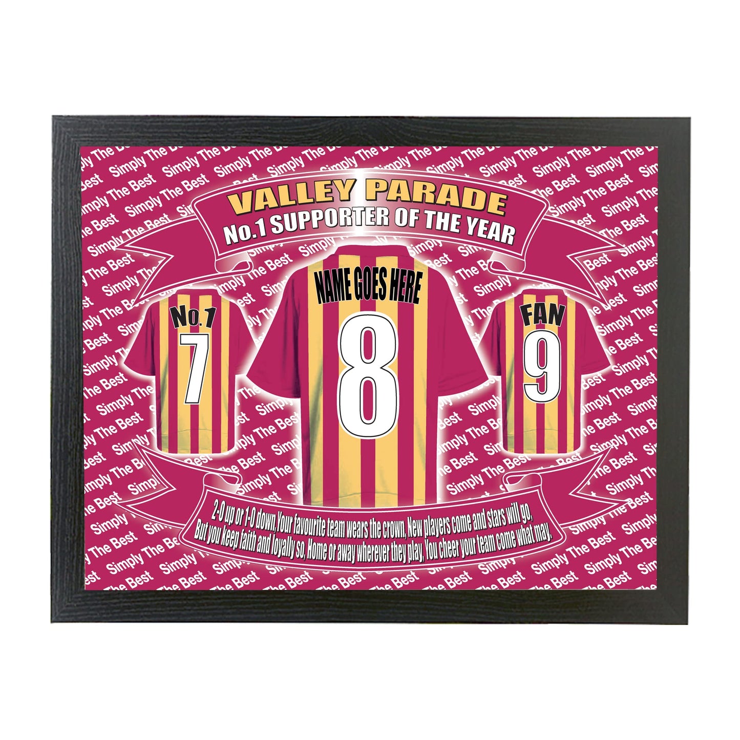 Bradford City Football Shirt Personalised Picture Gift