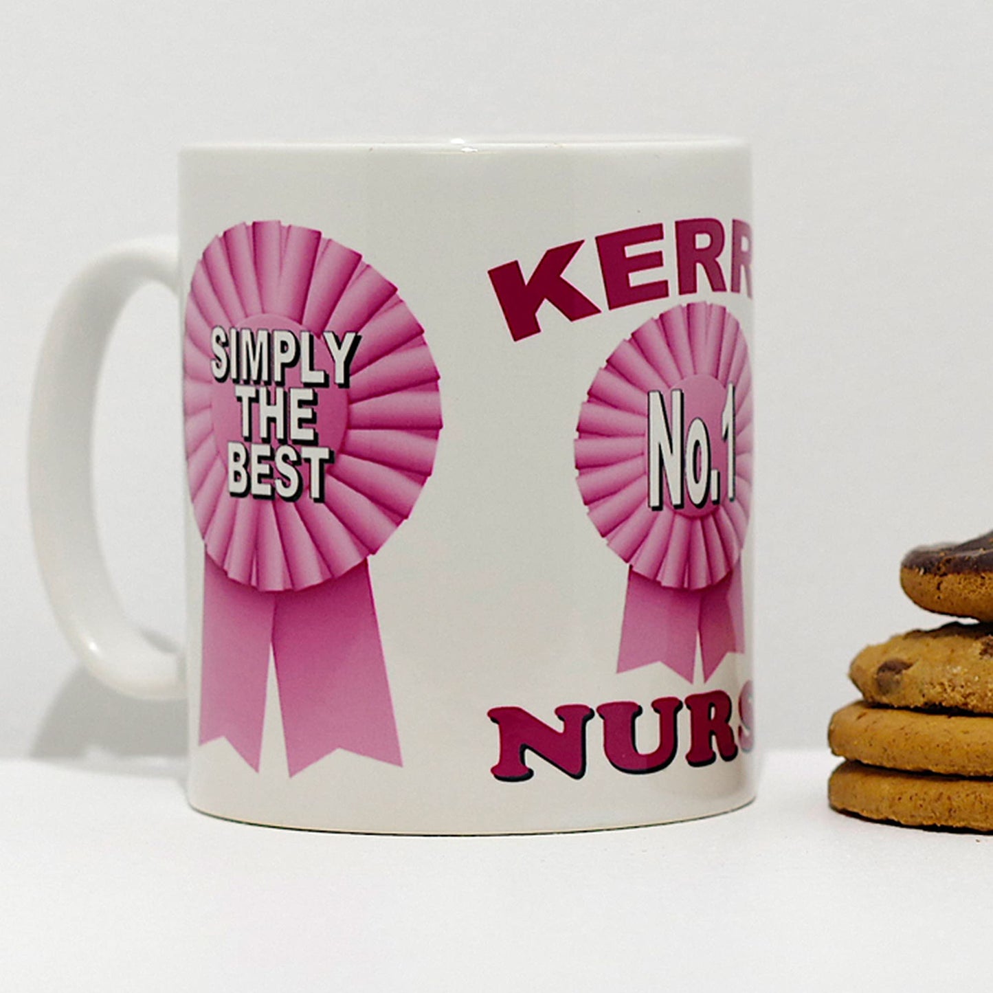Simply The Best No.1 Any Name & Profession Personalised Female Ceramic Rosette Gift Mug