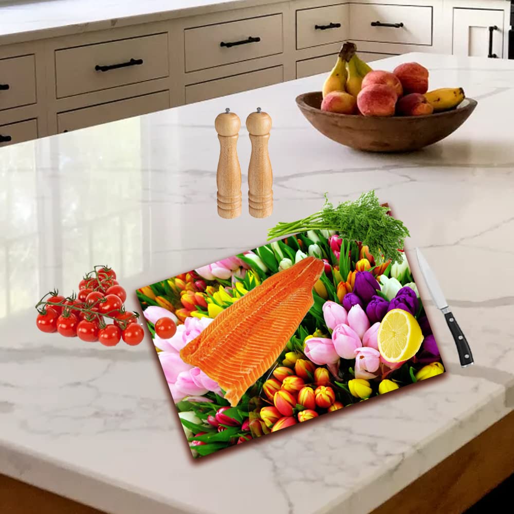 Beautiful Tulip Flowers Toughened Glass Heat Resistant Worktop Saver Cutting and Chopping Board Gift