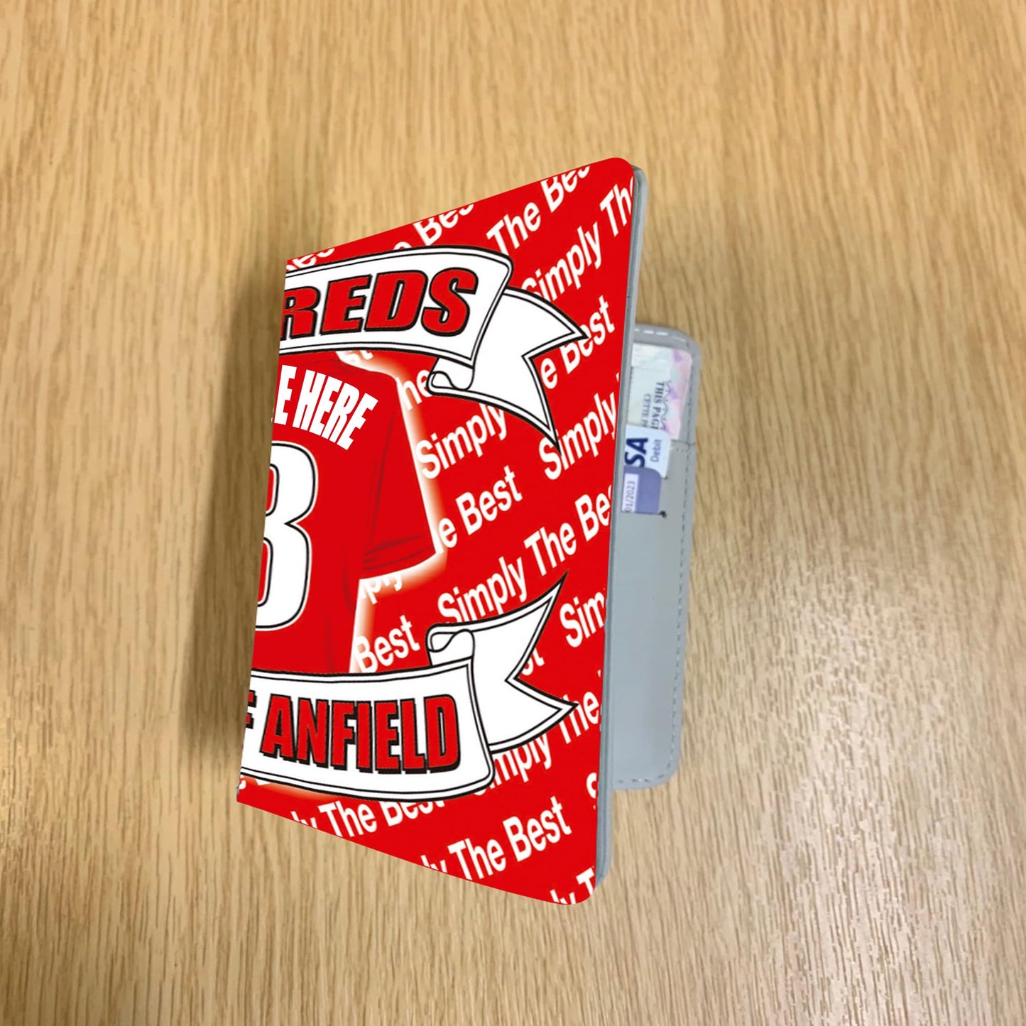 Liverpool Personalised Football Shirt Travel Passport Holder Case Gift Present, Multicoloured, M
