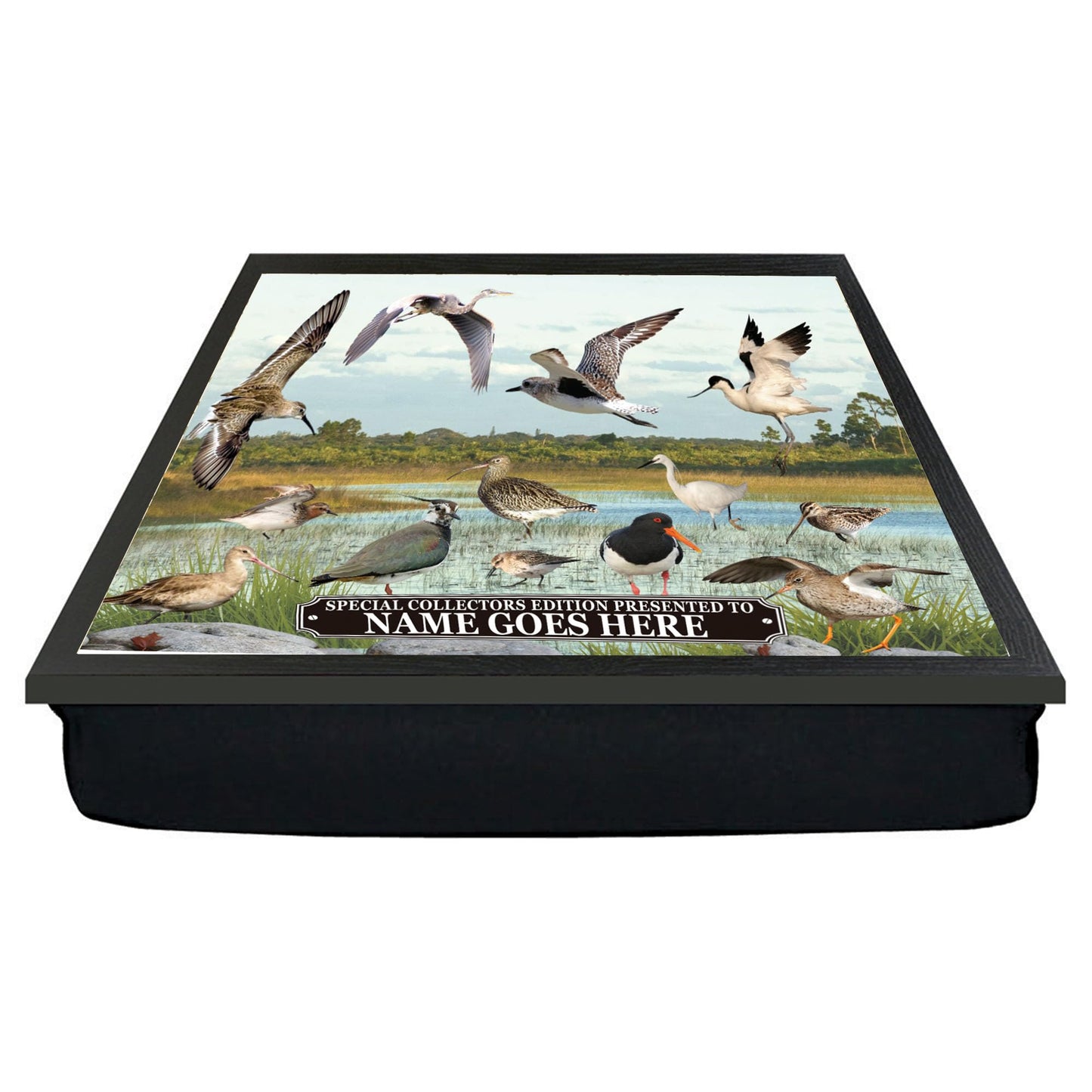Personalised British Wetland Bird Ornithophile, Birder Lap Tray Gift