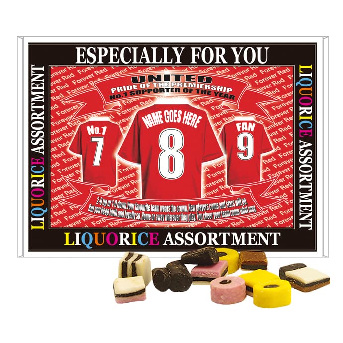 Manchester Reds Personalised Football Shirt Gift Boxed Choice of Sweets
