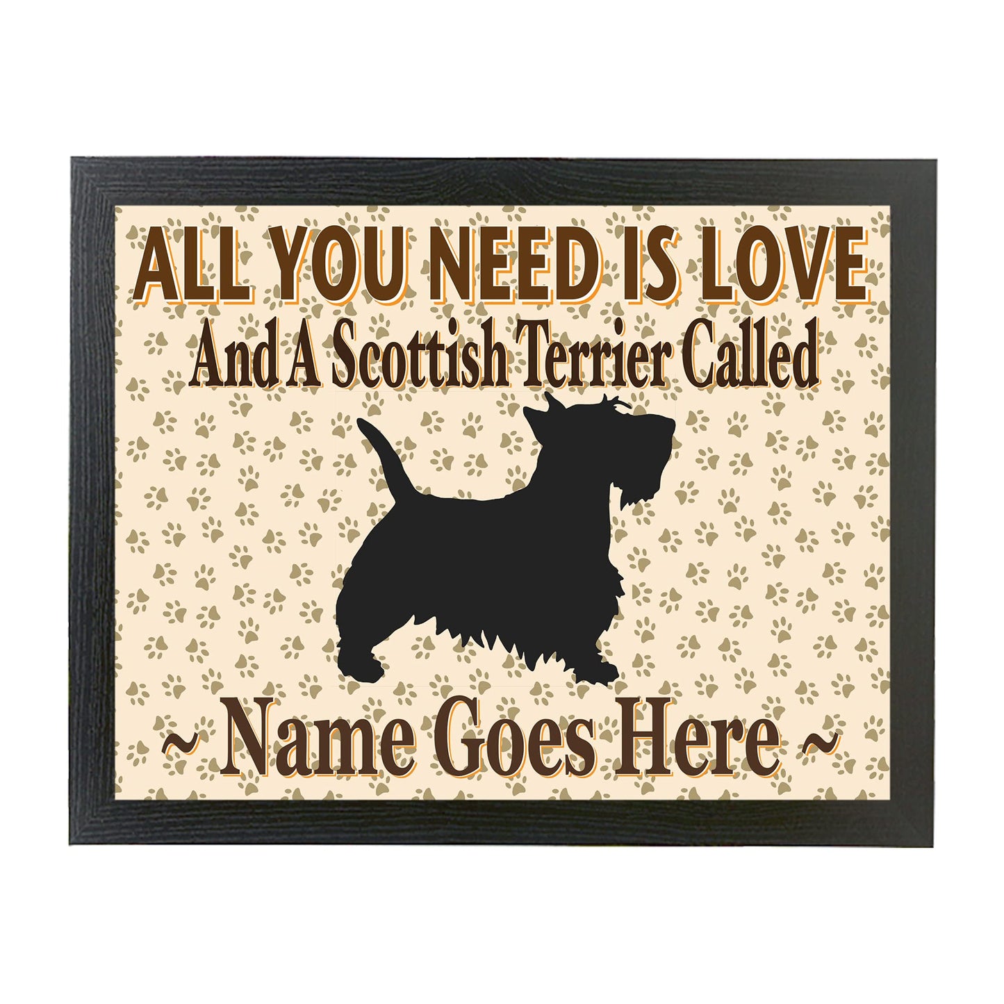 All You Need Is Love Scottish Terrier Personalised Dog Breed Cushion Lap Tray Bean Bag Gift