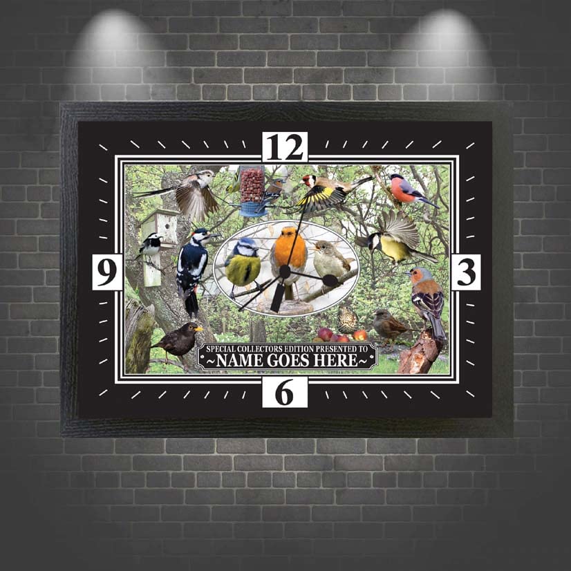 British Garden Birds Personalised Wall Clock