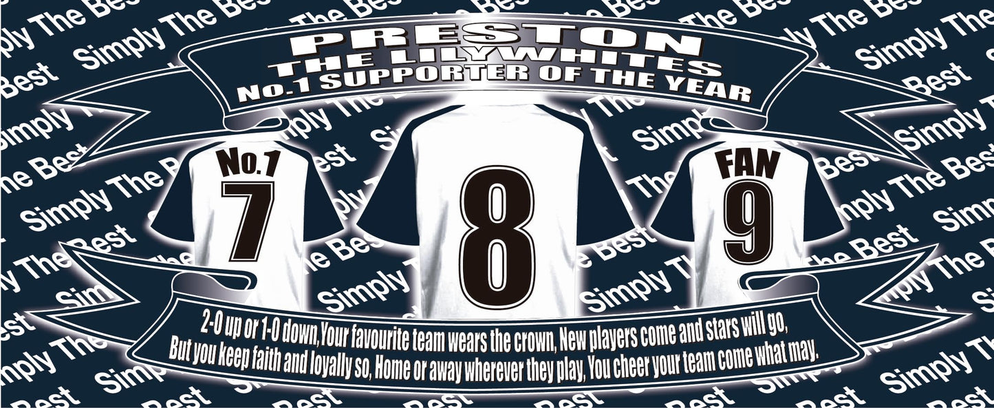 Pres(ton) Football Shirt Silver Aluminium Two Lid Unisex Water Bottle Gift