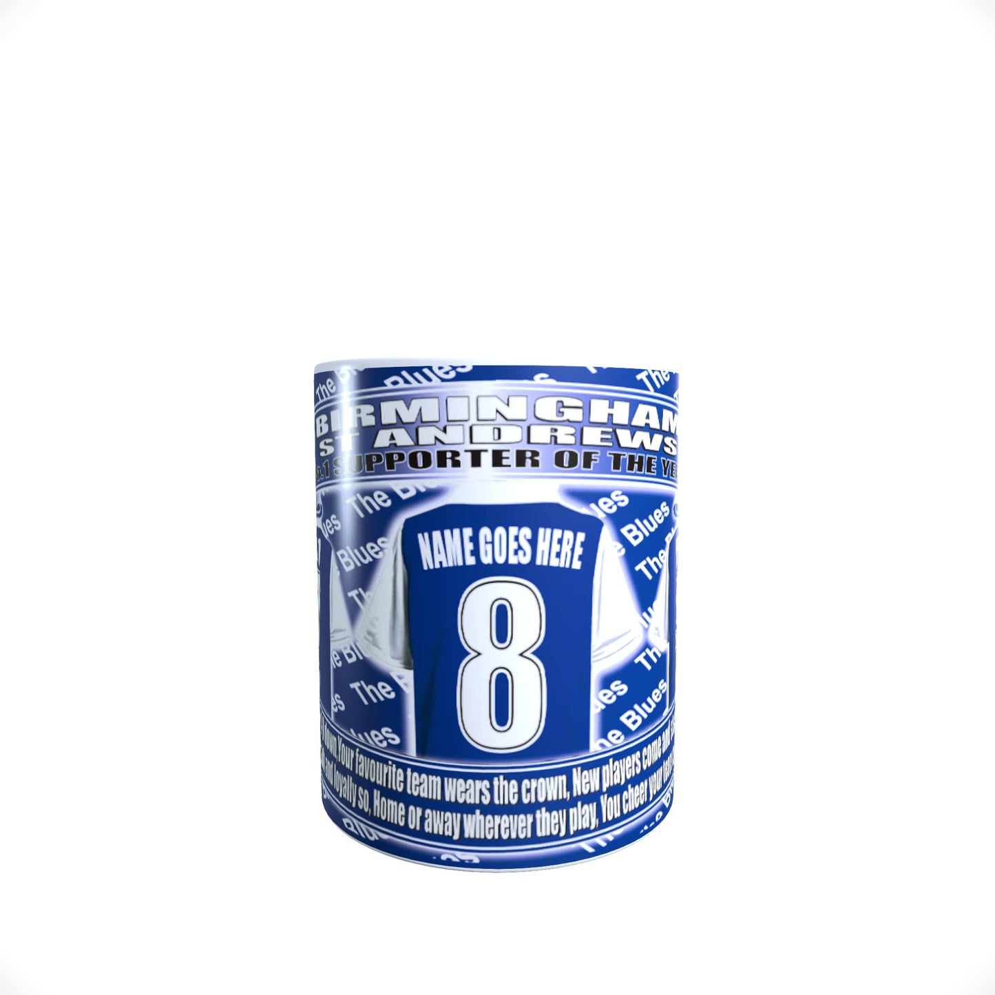 Birmingham Football Team Shirt Personalised Mug Gift with Chocolate Footballs