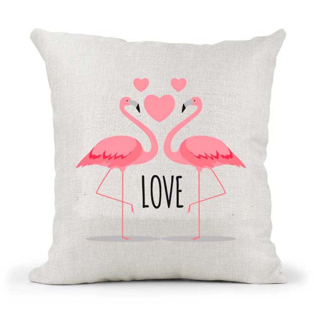Cute Male Female Gay Straight Couple Flamingo Valentines Day Anniversary Personalised Country Canvas Cushion Cover Gift