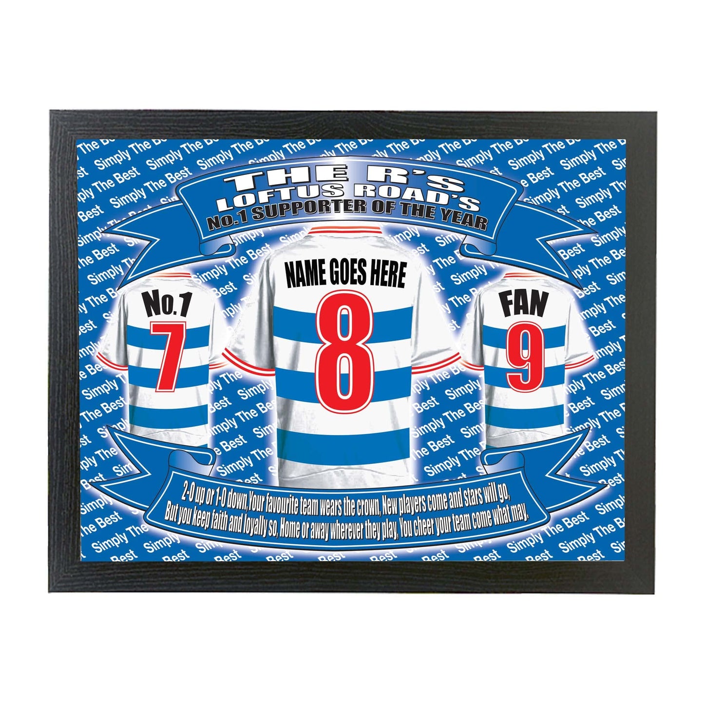 Queens PR Football Shirt Personalised Picture Gift