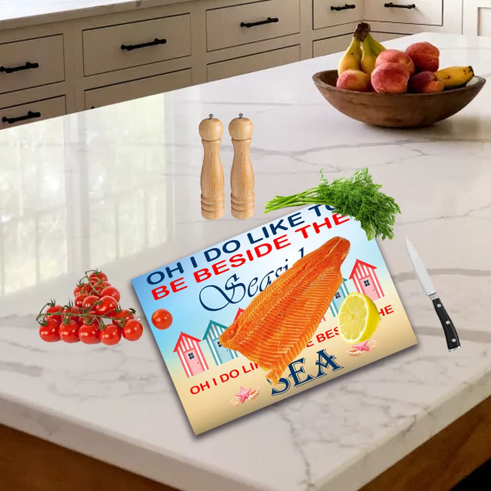 Beside The Seaside Toughened Glass Heat Resistant Worktop Saver Cutting and Chopping Board Gift