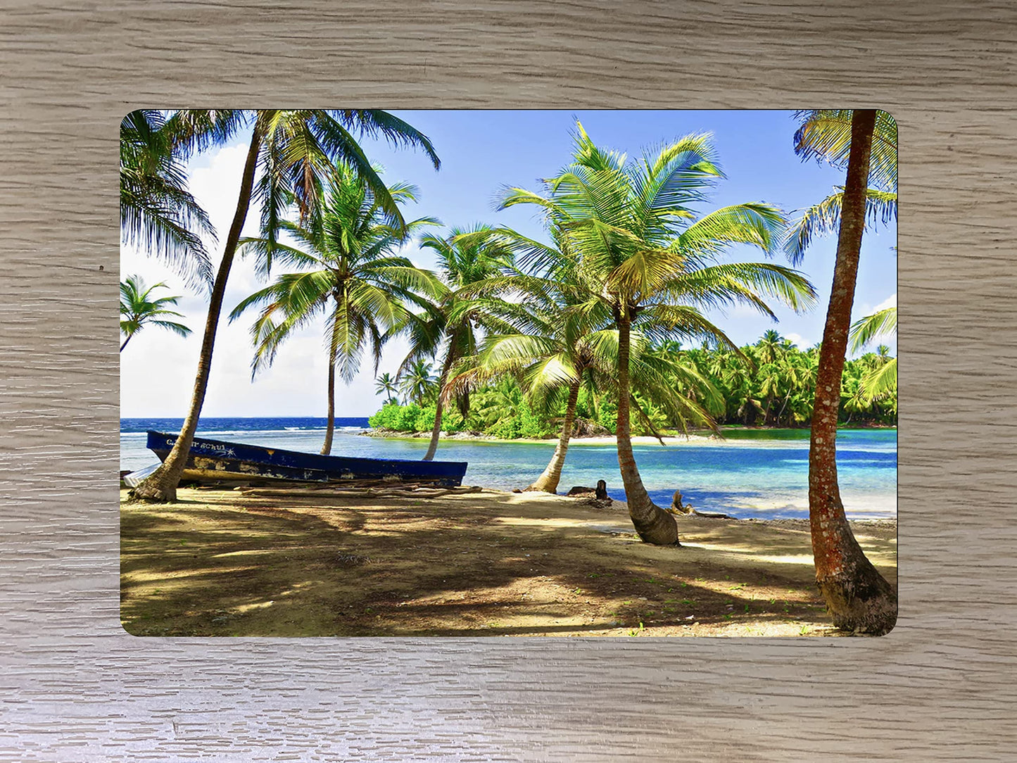 Paradise Beach Palm Tree & Boat Travel Passport Holder Case Gift Present