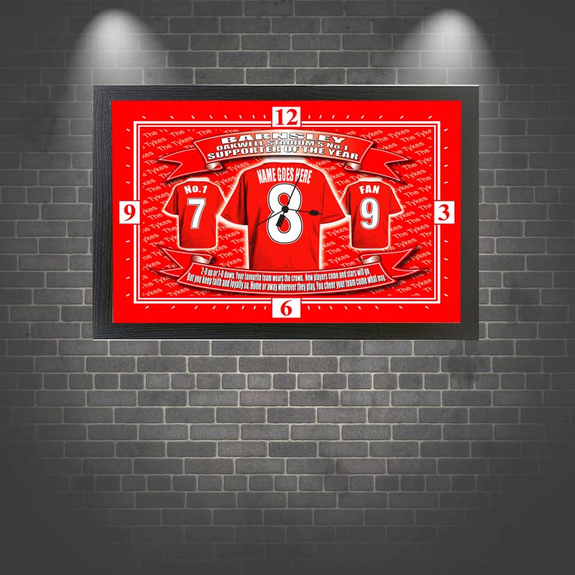 Barnsley The Tykes Football Shirt Personalised Clock Gift Present