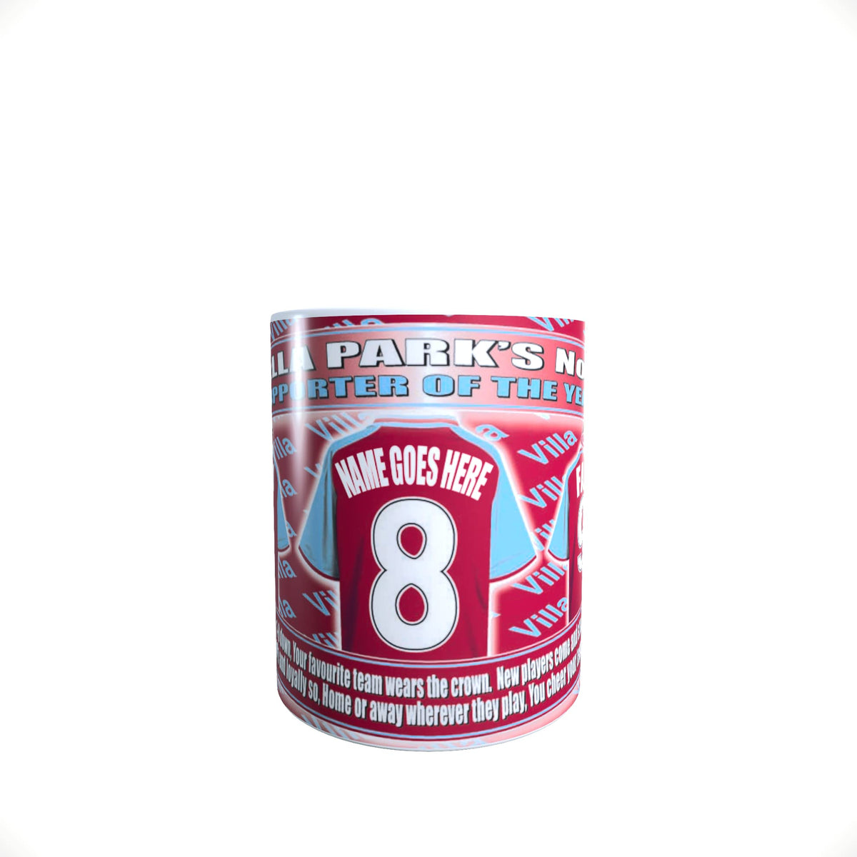 The Villa Personalised Football Shirt Ceramic Mug Team-Aston Gift with Chocolate Footballs
