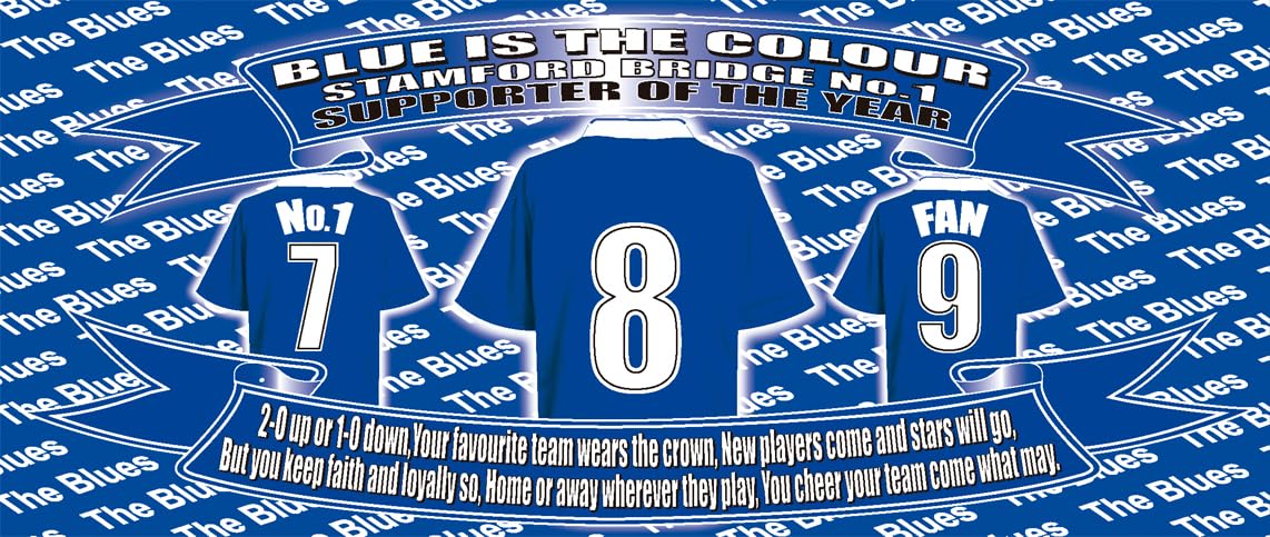Chelsea Water Bottle - Football Shirt - Silver Aluminium Two Lids - Unisex Gift
