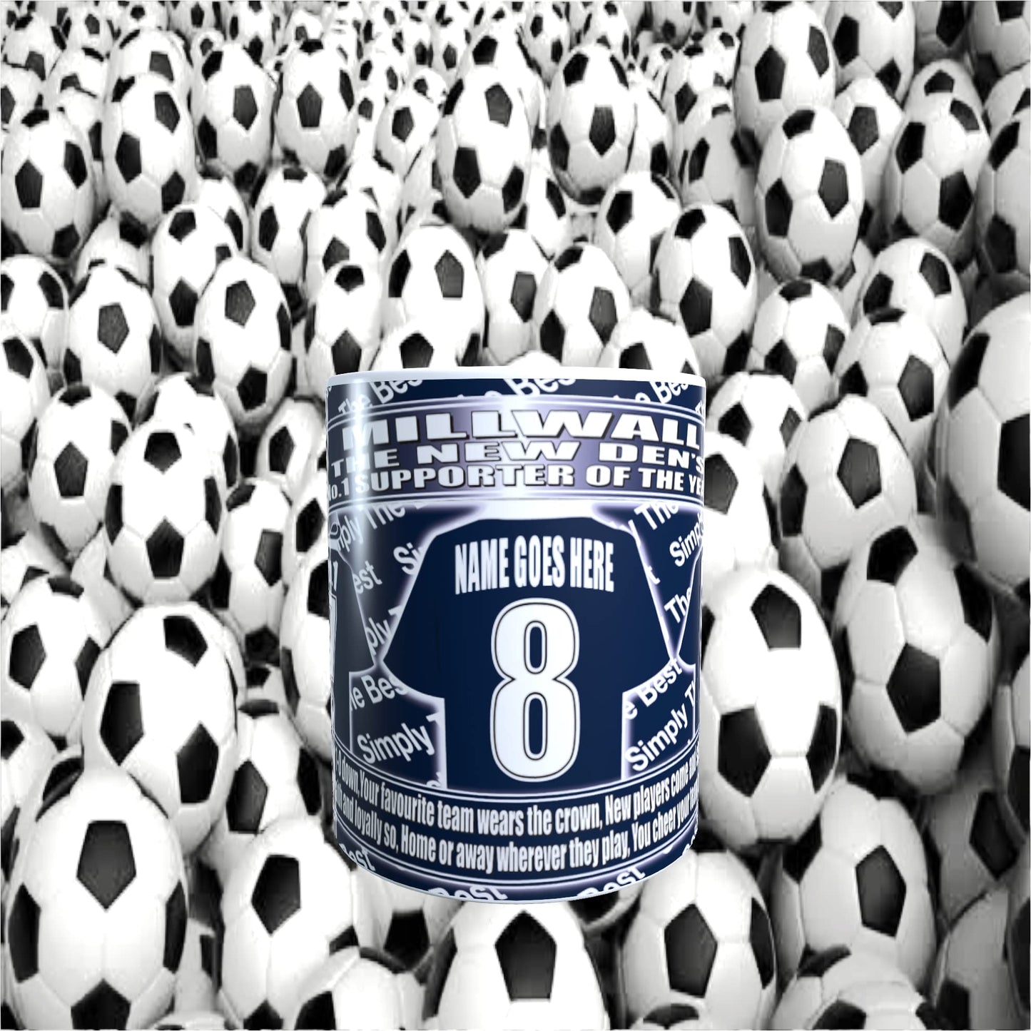 Millwall Football Team Shirt Personalised Gift Mug with Chocolate Footballs