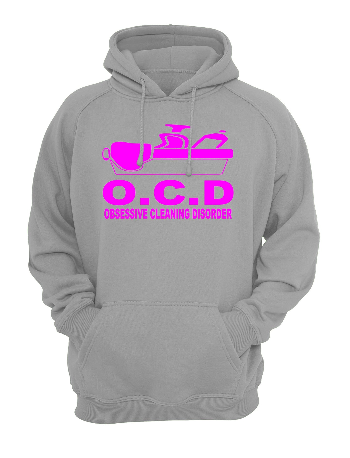 O.C.D 'Obsessive Cleaning Disorder' Slogan Unisex Casual Hoody, Sweatshirt, Sweat Black, Grey