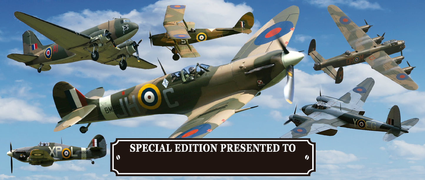VE Day Battle of Britain WWII Iconic War Planes Spitfire Lancaster Personalised Mug with Choice of Sweets Gift