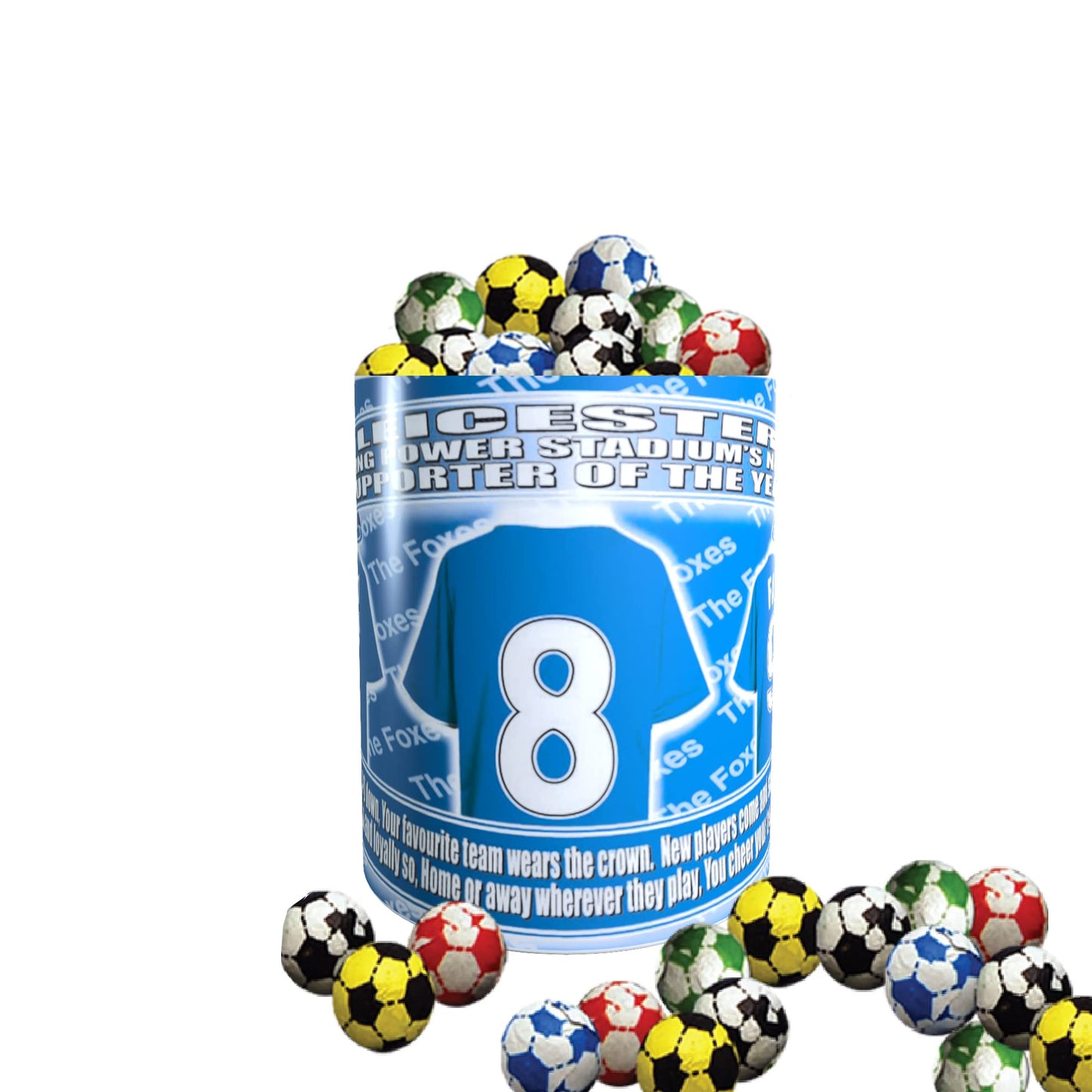 Leicester Football Team Shirt Mug Gift with Chocolate Footballs
