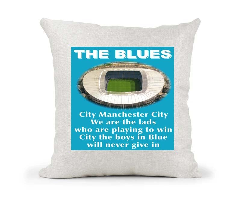 Manchester Blues Football Anthem Song Chant Cushion Cover Gift