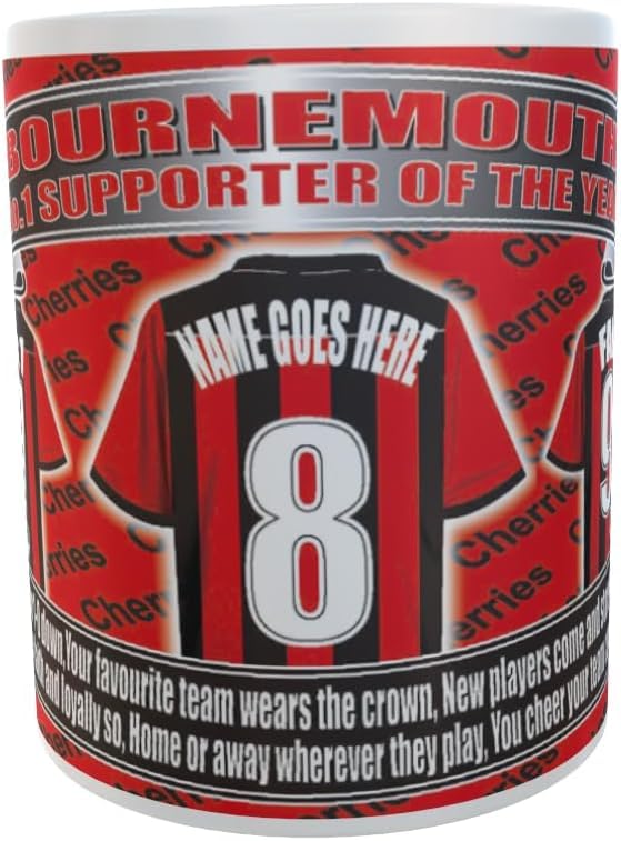 Bournemouth Personalised Football Club Shirt Lap Tray And Mug Gift Set