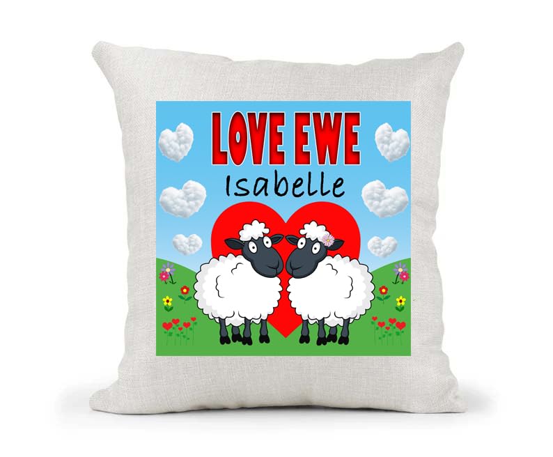 Love Ewe Male and Female Sheep Personalised Cute Country Canvas Cushion Cover Gift