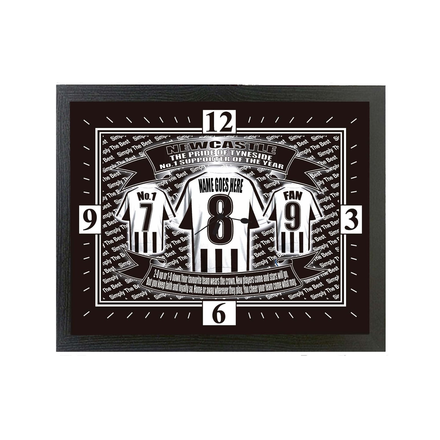 Framed sports jersey with personalized text on a white background