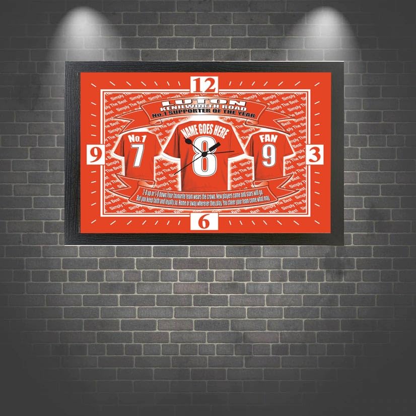 Luton Football Shirt Personalised Clock Gift Present