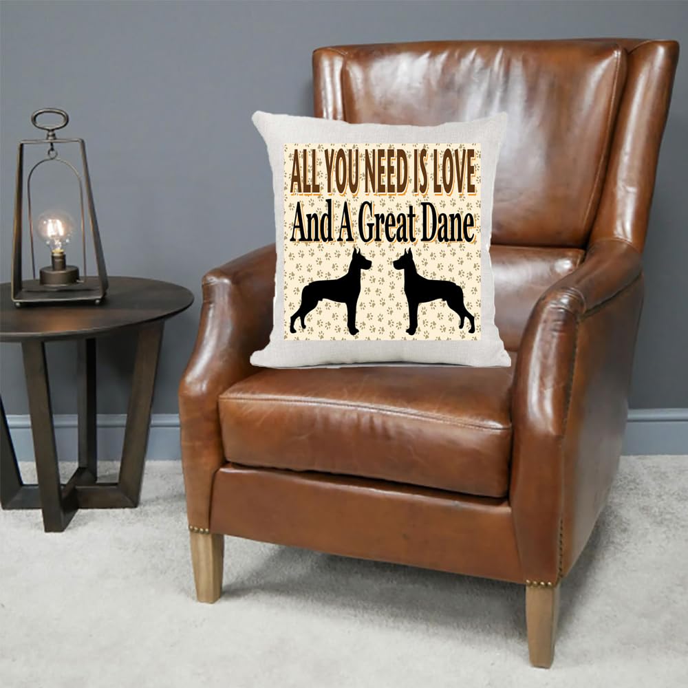 All You Need Is Love And A Great Dane Country Canvas Style Cushion Cover Gift